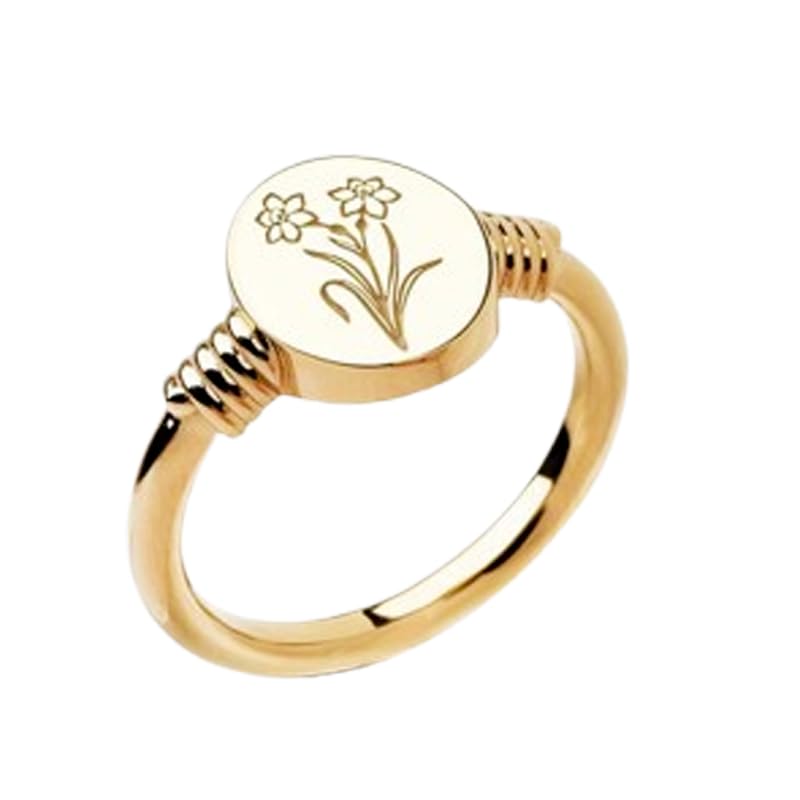 Chevalière fleur de naissance en argent 925 et plaqué or de haute joaillerie