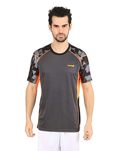 Vector XOMT-117 Men's Round Neck Tshirt (Grey-Orange)