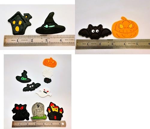 Halloween 12pcs Edible Sugar Fondant Cake/Cupcake Toppers Decorations, Spooky Ghost and Pumpkin Design - Image 4