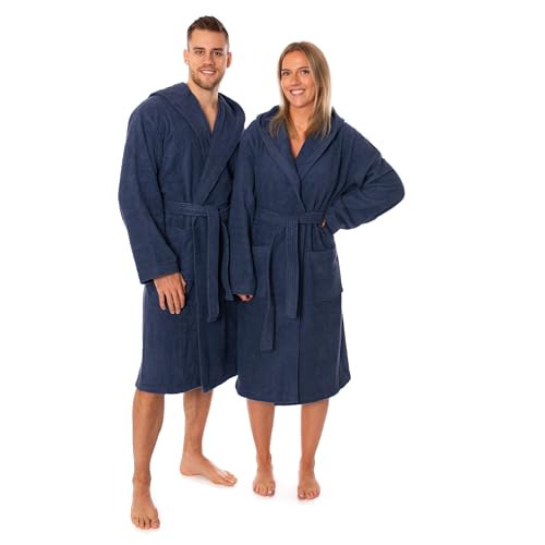 Lavea Elena Unisex Bademantel mit Kapuze – 100% gekämmte Baumwolle –...