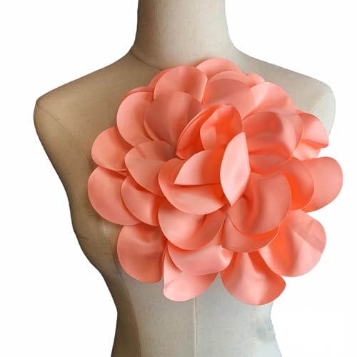 Image of Heyiwell Large Satin Fabric flower for Brooch Pin Wedding Party Dance Dress Suit Clothes Head Hair Accessories DIY Decor 9.45 inchInch