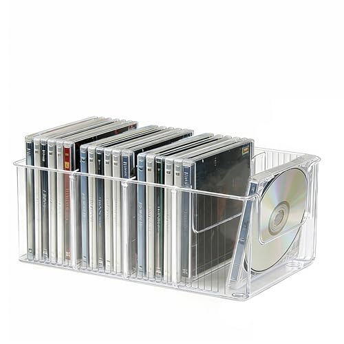 Rangement CD Avec Séparateur Range CD Peut Contenir 20 Pièces Boîtes de Stockage Plastique Etagere Rangement Peut être Utilisé Dans le Salon ou Bureau...