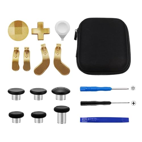 Image of Metal Thumb sticks Controller Replacement Accessories for Xbox One Elite Series 2, 16 in 1 Replacement Magnetic Buttons Kit Includes 6 Joysticks, 4 Paddles, 2 D-Pads, 4 Tools