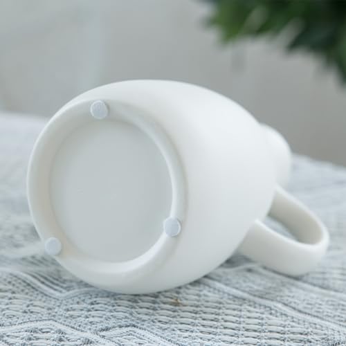 White Ceramic Vase Set - 2 Small Vases with Handle, Pottery Vases for Modern Home Decor, Minimalist Matte Pitcher for Fowers, Decorative Clay Vase Centerpiece Dining Table Decorations