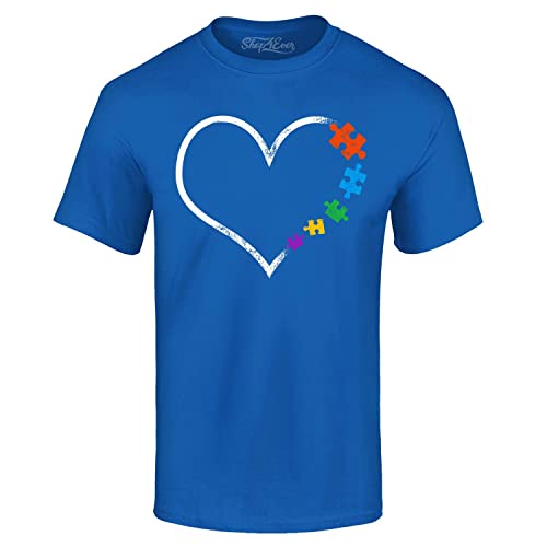 T-shirt Autism Love Heart bleu royal L, le cadeau solidaire idéal