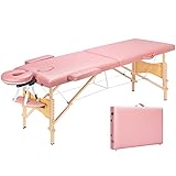 VIVOHOME Portable Massage Table Therapy Bed with Carrying Bag for Spa Salon Clinic, Pink