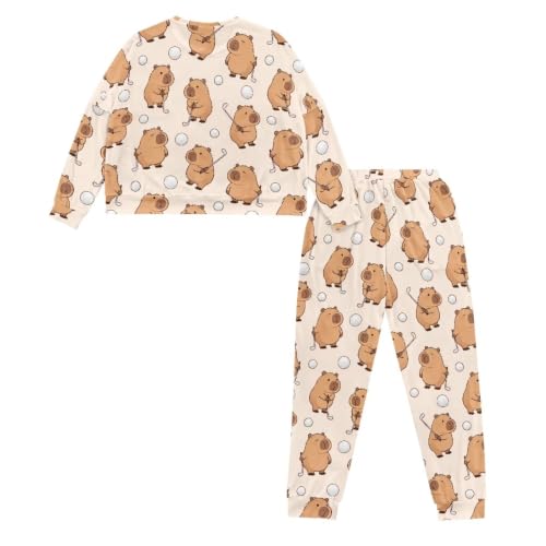 Image of Women's Pajamas Set Soft 2 Piece Loungewear Long Sleeve Pj Set Matching Sleepwear with Pockets for Women Plus Size