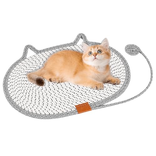 Alfombrilla rascadora horizontal para gatos, alfombra rascadora horizontal con juguete, alfombrilla para gatitos para hacer ejercicio, estimulación mental, entrenamiento de aburrimiento, interior y