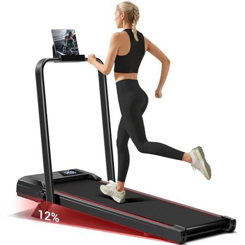 12% Incline Walking Pad Treadmills for Home and Office, 3-in-1 Folding Treadmill, Portable Under...
