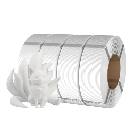 eSUN PLA Basic Refilament 1.75mm, 3D Printer Refill PLA for Fast Printing, 4KG Spoolless 3D Printing Filament, White