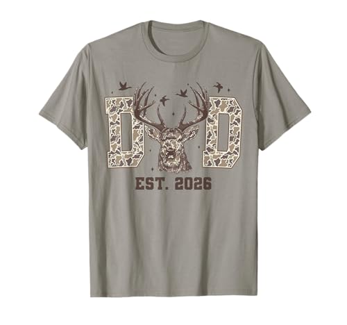 Dad EST 2026 Camo Deer Hunting Promoted to Dad Father's Day T-Shirt