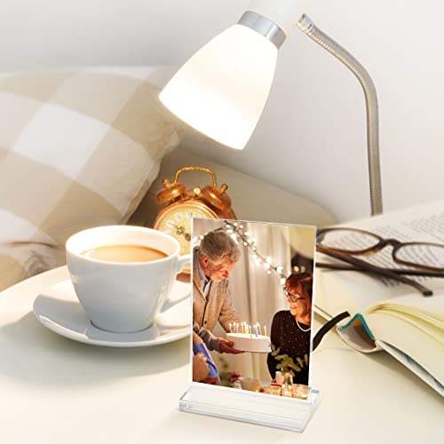 6 Pcs Clear Acrylic Photo Frame, T Shaped Desktop Photo Frames, Double Side Horizontal Picture Or Display Plastic Sign Holder, Suitable For Home Office Wedding (2.5 X 3.5 Inch) #TOP6