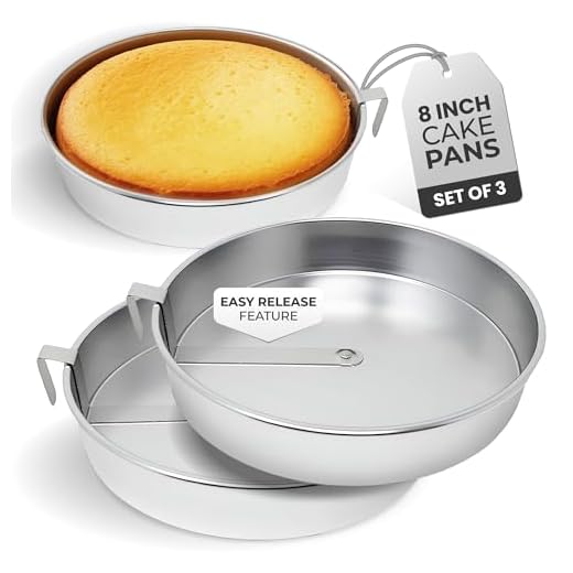 Aunt Shannon's Kitchen 8 Inch Round Cake Pans, 3 Pack, Silver Cake Pan with a Built-in Swivel Blade, Easy Release Cake Pans Set for Baking, Baking Pans Set for 3-Layer Cake, Dishwasher Safe