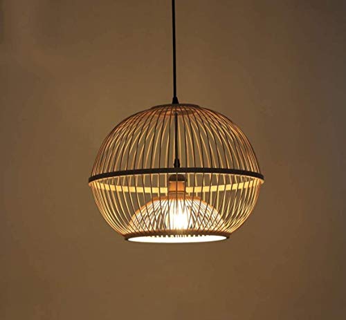 Chandelier rotin tressé main E27 lanterne japonaise en bois suspendue - 2