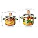 2PCS Glass Saucepan with Lid, Heat-Resistant Borosilicate Glass Simmer Pot, Durable Transparent Cooking Pot for Soup, Pasta, Noodles, Baby Food, Clear Glass Cookware Set for Stovetop (2PCS-Green)