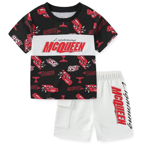 Image of Disney Cars Lightning McQueen Boys 2 Piece Short Sleeve T-Shirt and Shorts Set for Toddler and Big Kids