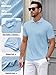 LIFROWI Mens Polo Shirts Short Sleeve Collared Golf Shirt Hollow Out Textured T-Shirt Summer Fashion Tops(L,7-Light Blue)
