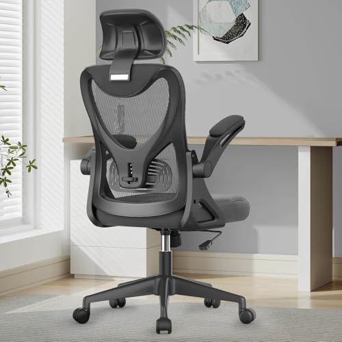 YONISEE Office Chair - Ergonomic Desk Chair with Lumbar Support Headrest Adjustable Padded Flip-up Armrests Comfy Seat Cushion High Back Executive Manager Chair For Home Office