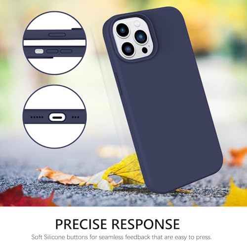 Image of DIZORO Silicone Back Case for iPhone 14 Pro, Soft-Touch Phone Microfiber Silicone Back Cover for iPhone 14 Pro - Navy