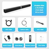 HoYLluDLL 2.0-channel Soundbar for TV, 32 Inch Divisible 2-in-1 Sound bar, Soundbar Bluetooth 5.3 with 3 EQ Modes and 3D Surround Sound, TV Speaker Soundbars with ARC/Optical/Aux, Black - Image 6