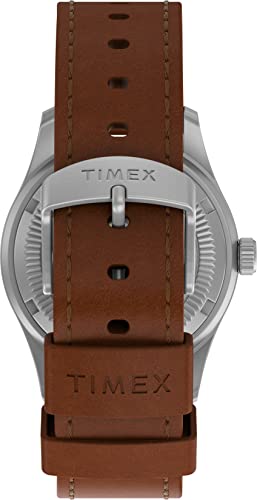 TIMEX Men Leather 3 Hands Analog White Dial Coloured Quartz Watch, Round Dial with 38 Mm Case Width - Tw2V00600X6, Band Color-Brown - Image 3