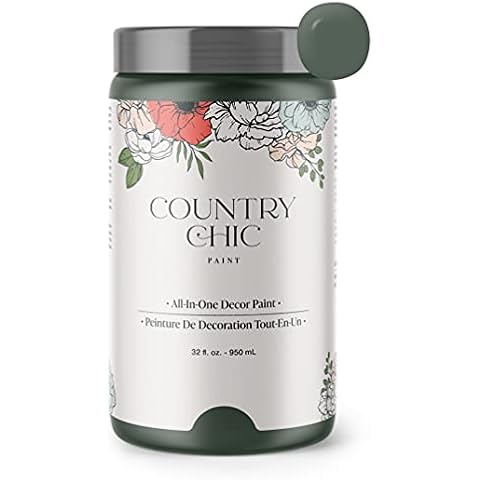 Chalk Style Paint - for Furniture, Home Decor, Crafts - Eco-Friendly - All-in-One - No Wax Needed (Hollow Hill [Dark Green], Quart (32 oz)) Cover
