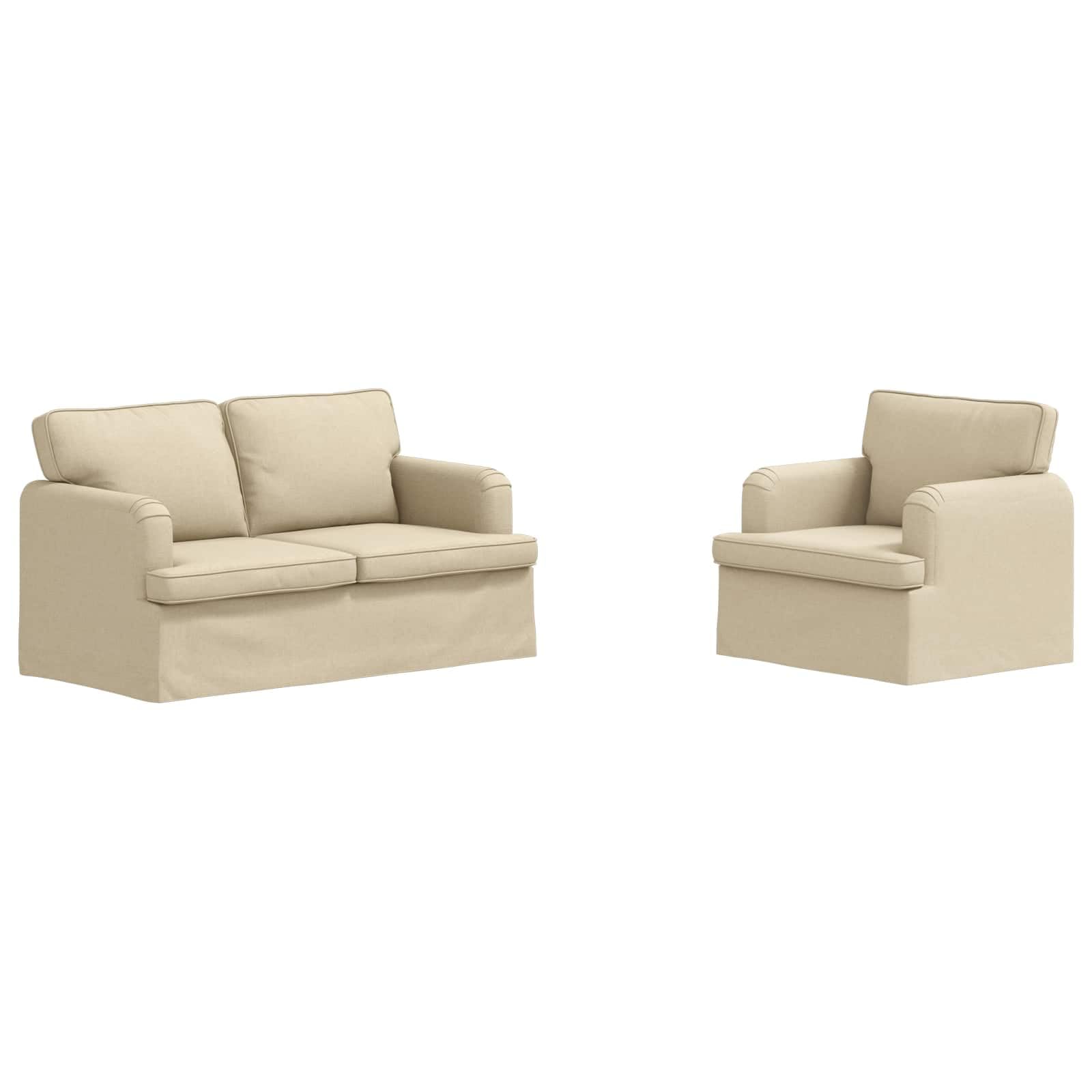 Design ergonomique pour cet ensemble de canapés modulable en tissu crème