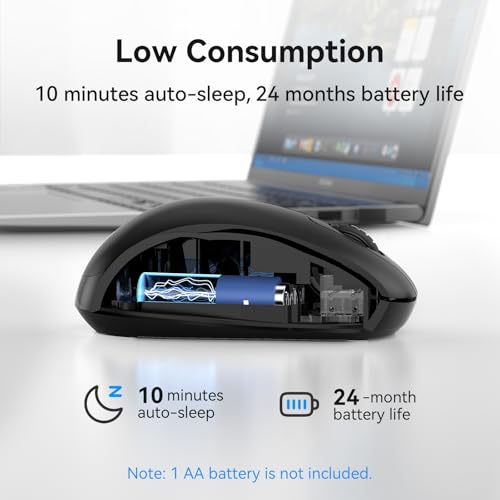 Image of TECKNET 2.4GHz White Wireless Mouse,Suitable for Small to Medium Hands | Laptop Mouse 3 Adjustable DPI Office Cordless USB Mice with Receiver,Compact & Easy to Carry Quiet Clicking