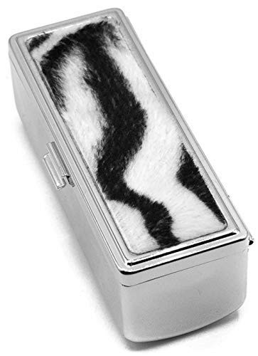 Stephanie Imports Set of 2 Rectangular Vintage Lipstick Cases With Glass Mirror (Zebra Print)
