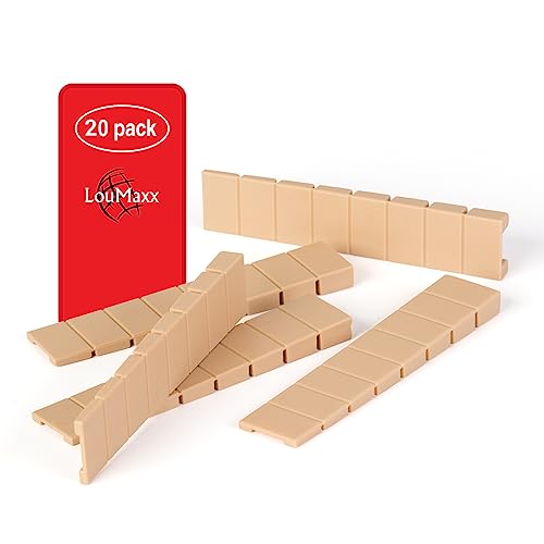 LouMaxx Juego de 20 cuñas para muebles, 8 x 20 x 100 mm, en color beige, cuñas de plástico con puntos de rotura integrados