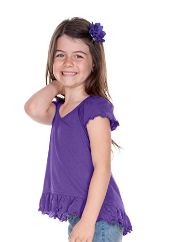 Girls 3-6X Sheer Jersey High Low Flutter Top Grape 3