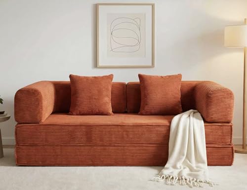 GEDTECH Canapé 3 Places Convertible Lila en Velours côtelé, modulable en lit, Confortable, Cosy, méridienne en Velours, Sofa Moderne et Personnalisable,...