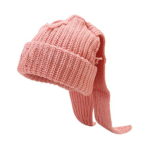 Thicken Knit Hats Cute Bunny Long Ears Funny Hat Winter Skiing Cycling Driving Warm Hats Windproof Hat
