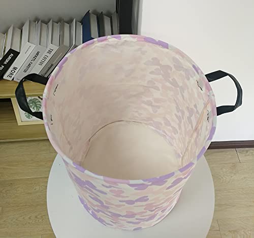 Image of Collapsible Kids Laundry Basket Clothes Hamper, Foldable Storage Organizer Bin, Toy Clothes Storage with Handles for Boys Girls Bedroom, Room Decor Butterfly