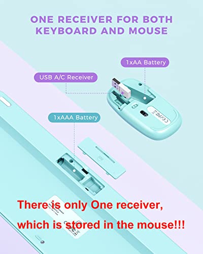 Wireless-Keyboard-and-Mouse-Combo-seenda-USB-Type-C-Wireless-Mouse-and-Keyboard-for-Mac-and-Windows-USB-C-Full-Size-Round-Key-Cute-Keyboard-for-Mac-Windows-7810-Laptop-Computer-Purple-Green