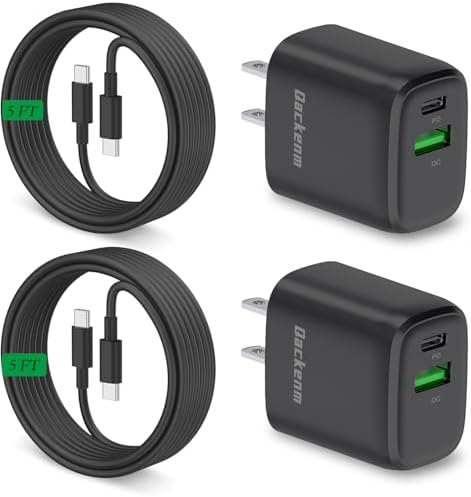 iPhone 16 Charger, 2-Pack 20W Dual Port USB C Charger Block with 2-Pack 5FT Type C to C Cable, Type C Charging Block for iPhone 16/16 Pro/15/15 Pro/iPad Air/Mini (Black)