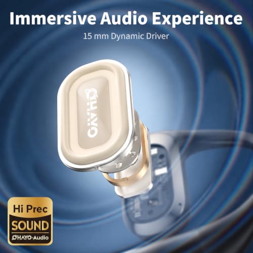 Image of OHAYO Open Ear Headphones,Earbuds with Ergonomic Earhook,Bluetooth Headphones 5.4 with Smart Digital Display,40H Playtime,IPX6 Waterproof,Touch Control Earphones Fit Cycling,Running,Workout(Beige)