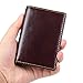 compalo RFID Blocking Front Pocket Minimalist Slim Leather Bifold Wallet Credit Card Case Holder ID Window