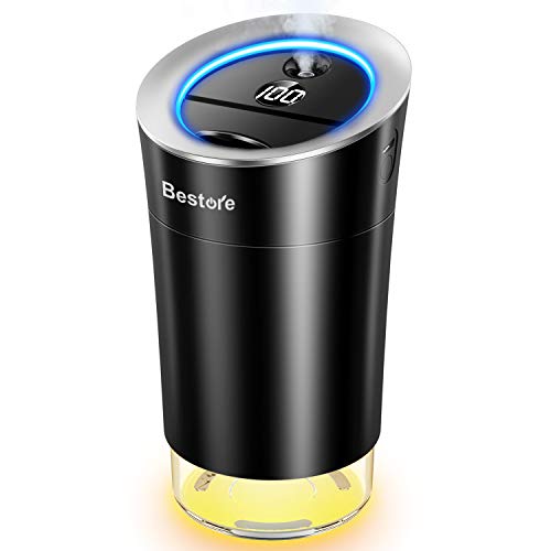 加湿器 卓上 【最新改良版 & コードレス】 超音波式 車用加湿器 アロマ 次亜塩素酸水対応 USB充電式 ミニ加湿器 LEDディスプレイ付き バッテリー残量表示 オフタイマー機能付き 超静音設計 350ML大容量 12時間連続加湿 空焚き防止 小型 部屋 車載 オフィス用 花粉対策 乾燥防止 (ブラック)