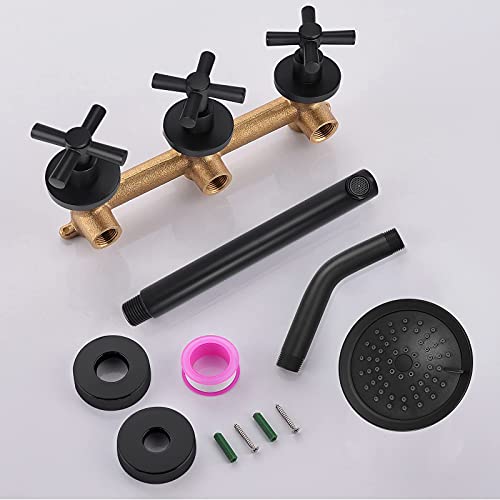 Kaphome Matte Black 3 Handles Shower Faucet Set With 2 Handles Bathroom Waterfall Tub Faucet thumb #8