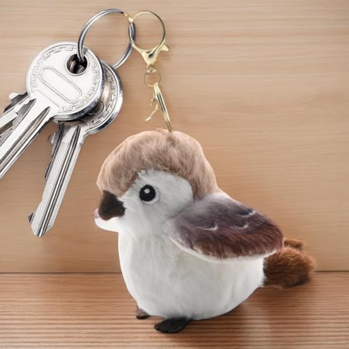 LearnLyrics Kuscheltier-Schlüsselanhänger, Süßes Vogelspielzeug - Realistischer Plüsch-Spatz-Schlüsselanhänger,Gefüllte Vogelspielzeuge, Tragbares Geldbörsenzubehör Für Schultaschen