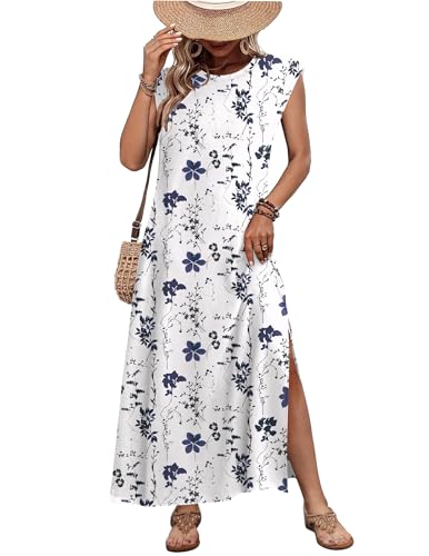 Image of Zeagoo Summer Dresses for Women 2026 Long Maxi Sundresses Loose Split Wrinkle-Free Beach Travel Vacation Clothes