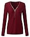 ACHIOOWA Camisa de Mujer Manga Larga Cremallera de Corte Bajo Tops Cuello...