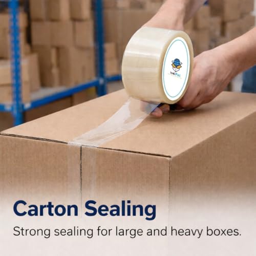 Image of Indipac BOPP Transparent Cello Tape 2 Inch 65m Roll - Heavy Duty Sealing Tape for Carton Box Packing, Warehouse, Industrial, Office & Ecommerce Packaging Tapes (Pack of 2)