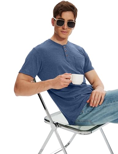 OZL Mens Casual Short Sleeve Henley Shirts Fashion Button T Shirts with Pocket4