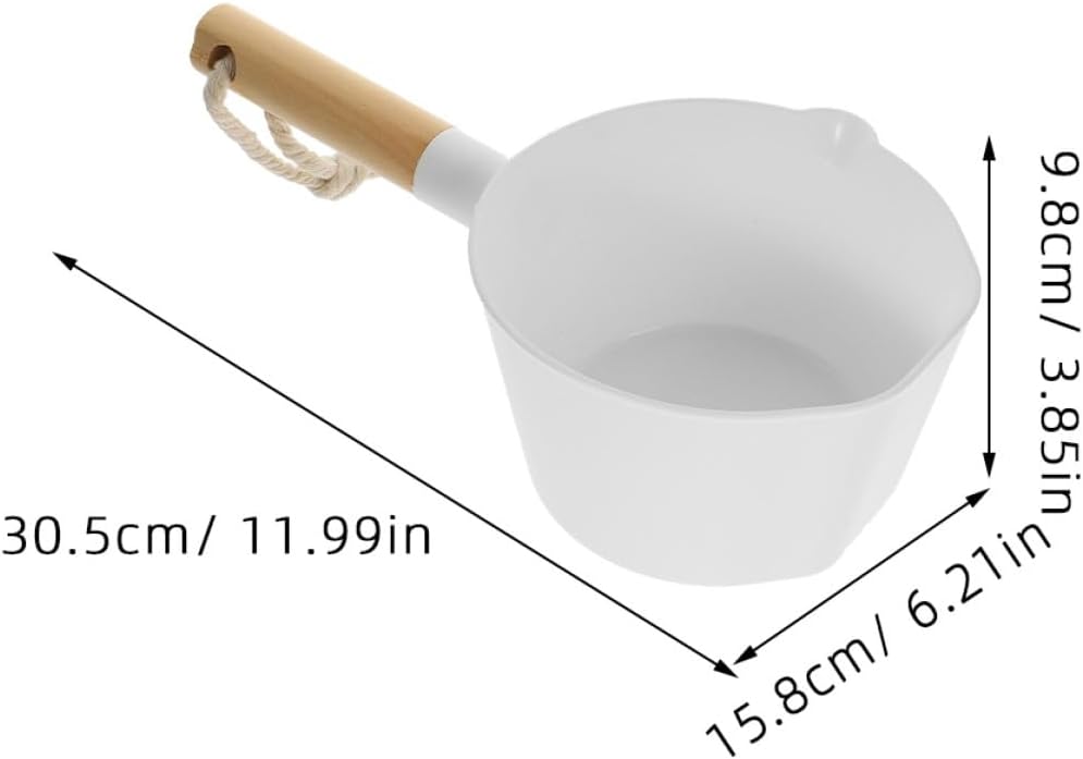 Artibetter 3pcs Kitchen Water Dipper and Soup Ladle Set with Long Wooden Handles for Cooking and Bathing, Sturdy Water Scoop Dipper Spoon for Everyday Kitchen and Bathroom Use
