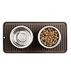 mDesign-Premium-Quality-Pet-Food-and-Water-Bowl-Feeding-Mat-for-Dogs-and-Puppies-Waterproof-Non-Slip-Durable-Silicone-Placemat-Raised-Edges-Food-Safe-Non-Toxic-Small-Espresso-Brown Feeding Mat for Dogs and Puppies