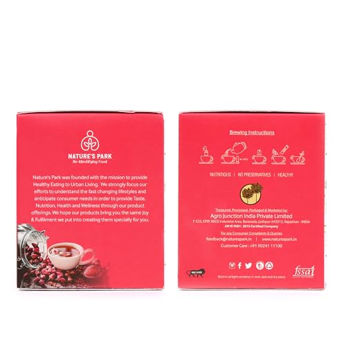 Image of Nature's Park Rose Green Tea - 20 Premium Tea Bags - For Glowing Skin, Stress Relieving, Good Sleep, Antioxidants Rich - Made with 100% Whole Leaf & Natural Rose Petals - Herbal Tea -150g