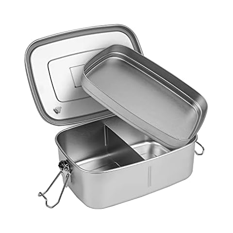 Doppellagige FrüHstüCksbox, Edelstahl Brotdose Kinder Mit FäChern -1500ml, Auslaufsicher Bento Box Cover