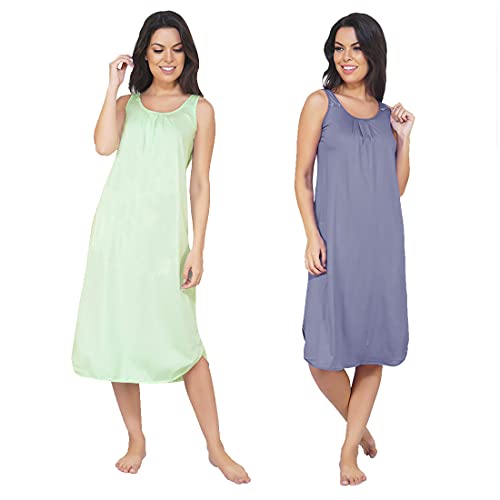 Image of BLAZON Women's Cotton Hosiery Solid Maxi Nighty Slip (Pack of 2) Available Sizes: S, M, L, XL, 2XL, 3XL, 4XL, 5XL